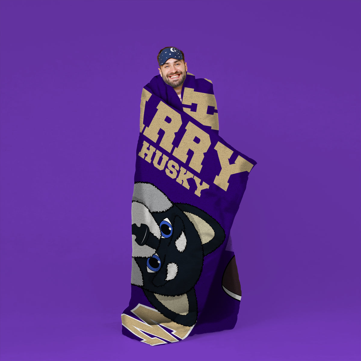 Washington Huskies Harry the Husky Mascot 60” x 80” Plush Jersey Blanket