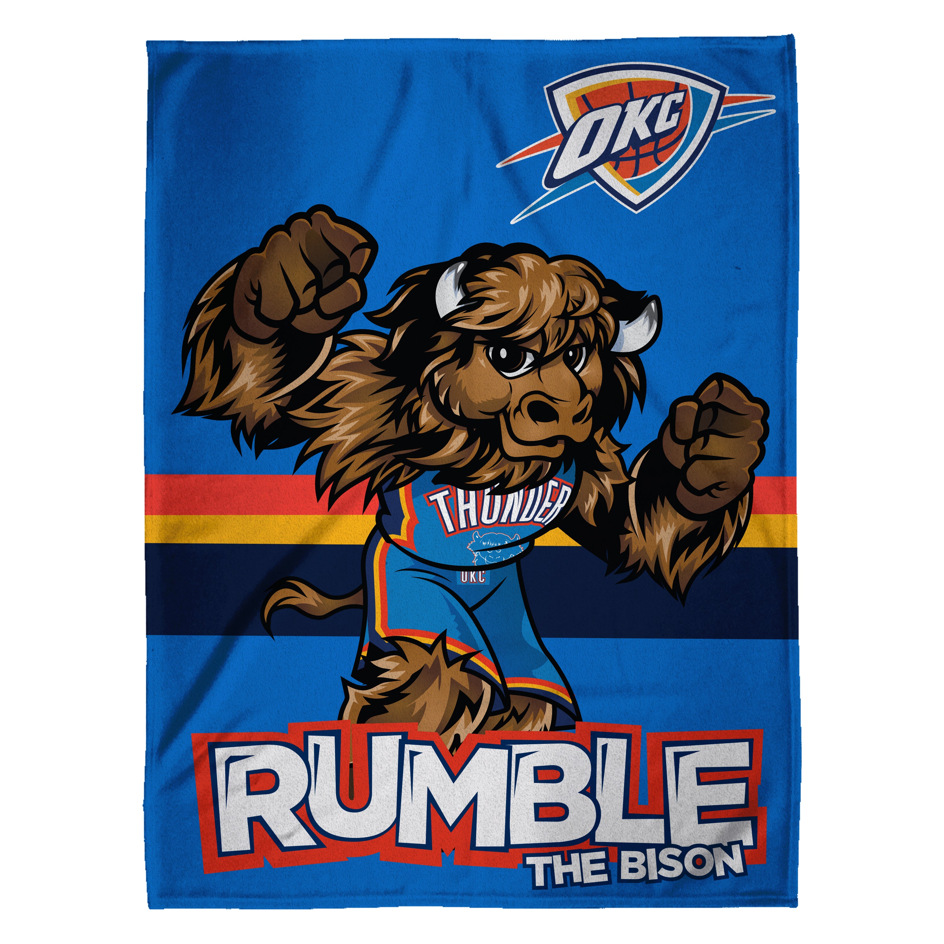 Sleep Squad Oklahoma City Thunder Rumble The Bison 60” x 80” Raschel Plush  Blanket –An NBA Mascot Super-Soft Throw