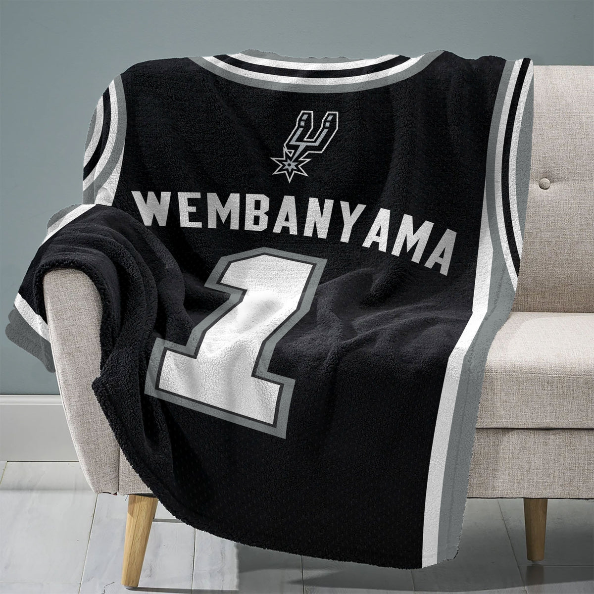 San Antonio Spurs Victor Wembanyama 60” x 80” Plush Jersey Blanket