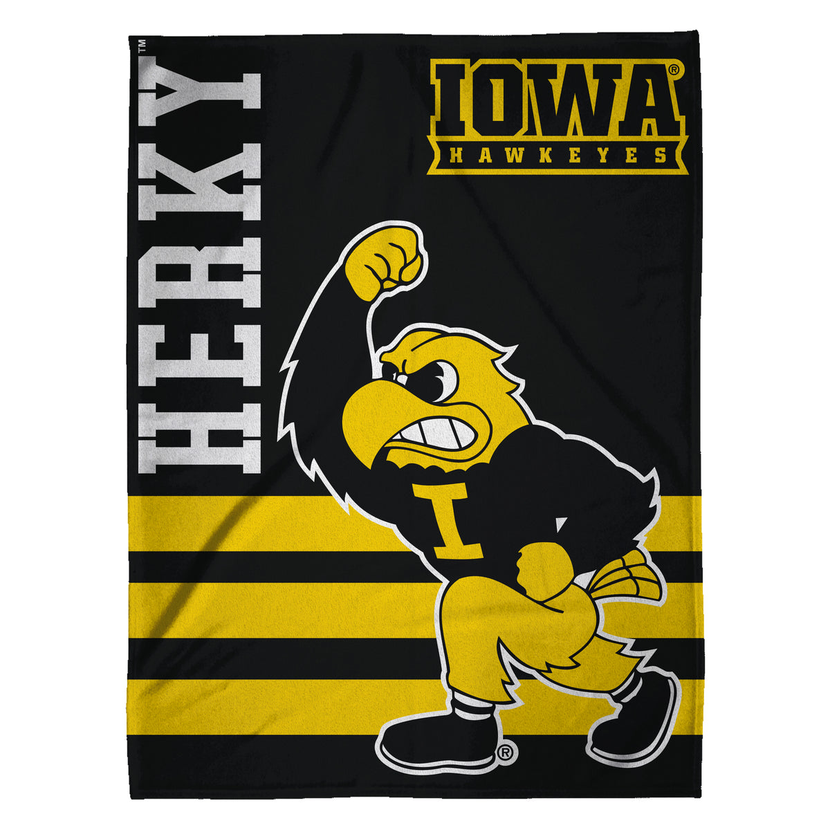 Iowa Hawkeyes Herky the Hawk Mascot 60” x 80” Plush Jersey Blanket