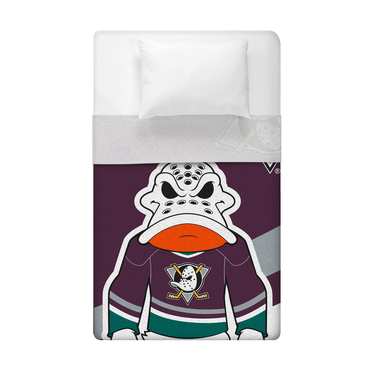 Anaheim Ducks Wild Wing Mascot 60” x 80” Raschel Plush Blanket - Throwback
