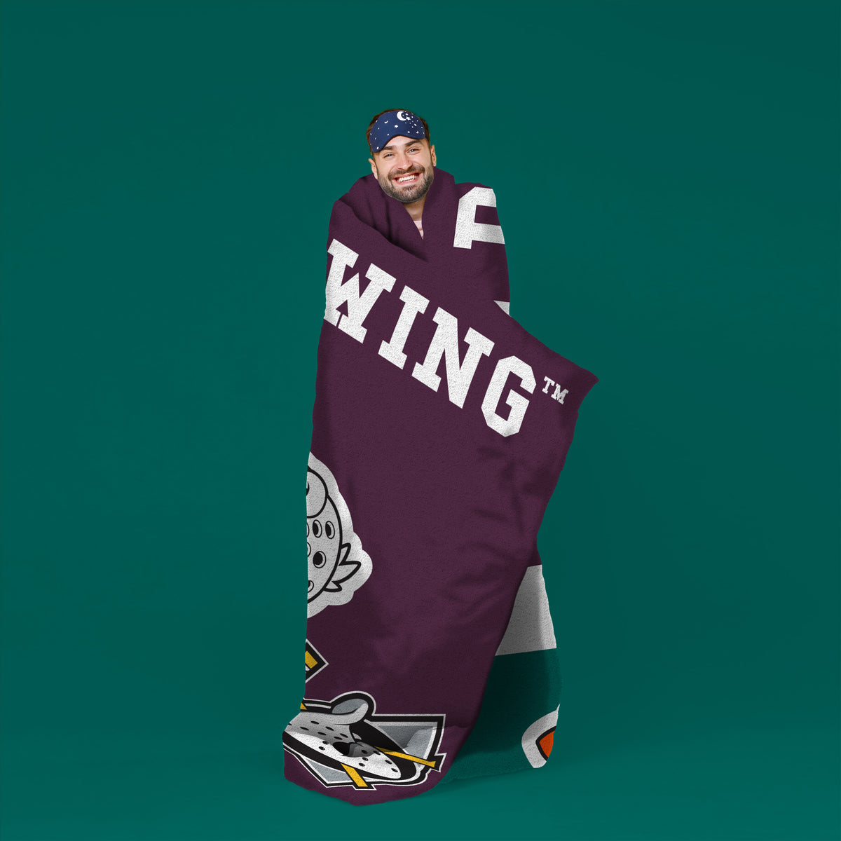 Anaheim Ducks Wild Wing Mascot 60” x 80” Raschel Plush Blanket - Throwback
