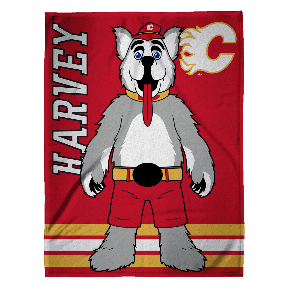 Calgary Flames Harvey the Hound Mascot 60” x 80” Plush Blanket