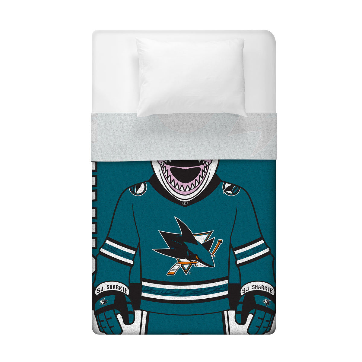 San Jose Sharks SJ Sharkie Mascot 60” x 80” Raschel Plush Blanket