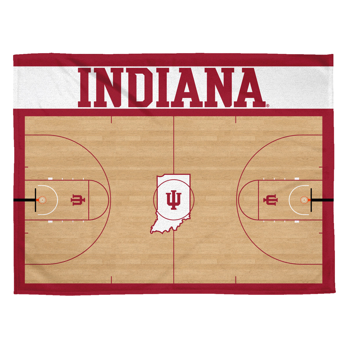 Indiana Hoosiers Basketball Court 60” x 80” Raschel Plush Blanket