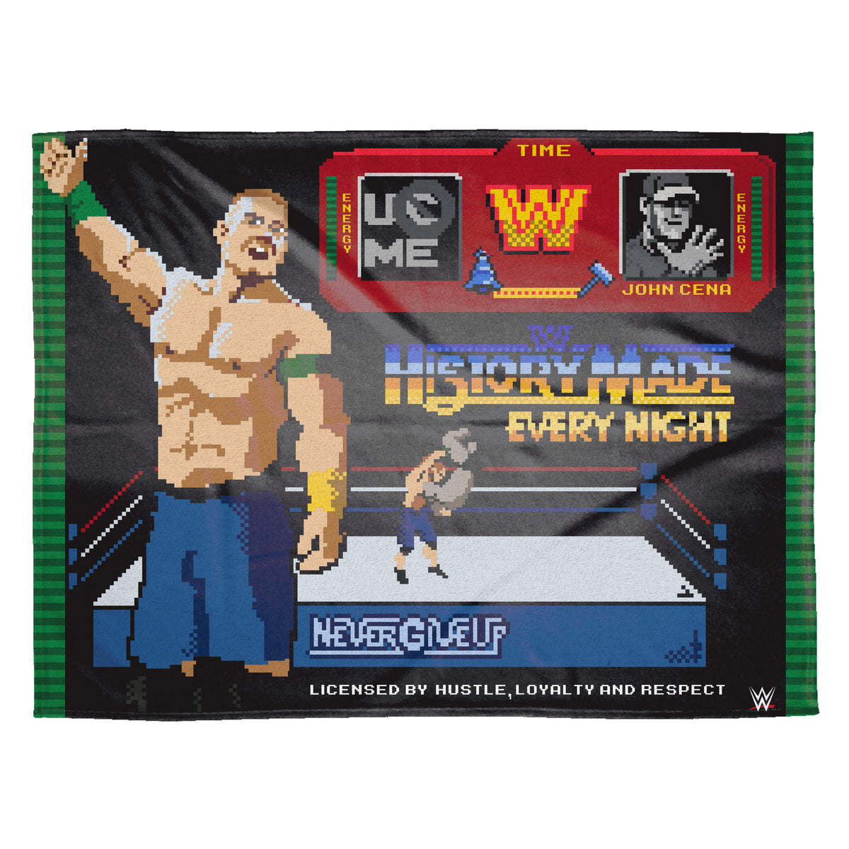 WWE John Cena 60” x 80” Raschel Plush Blanket - Hustle Loyalty Respect