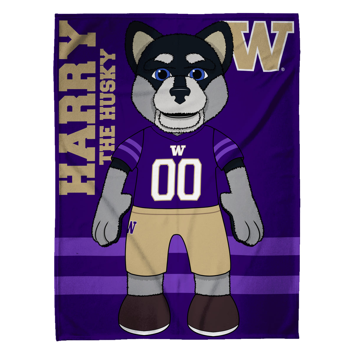 Washington Huskies Harry the Husky Mascot 60” x 80” Plush Jersey Blanket