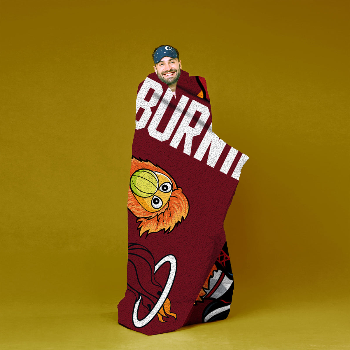 Miami Heat Burnie Mascot 60” x 80” Plush Blanket