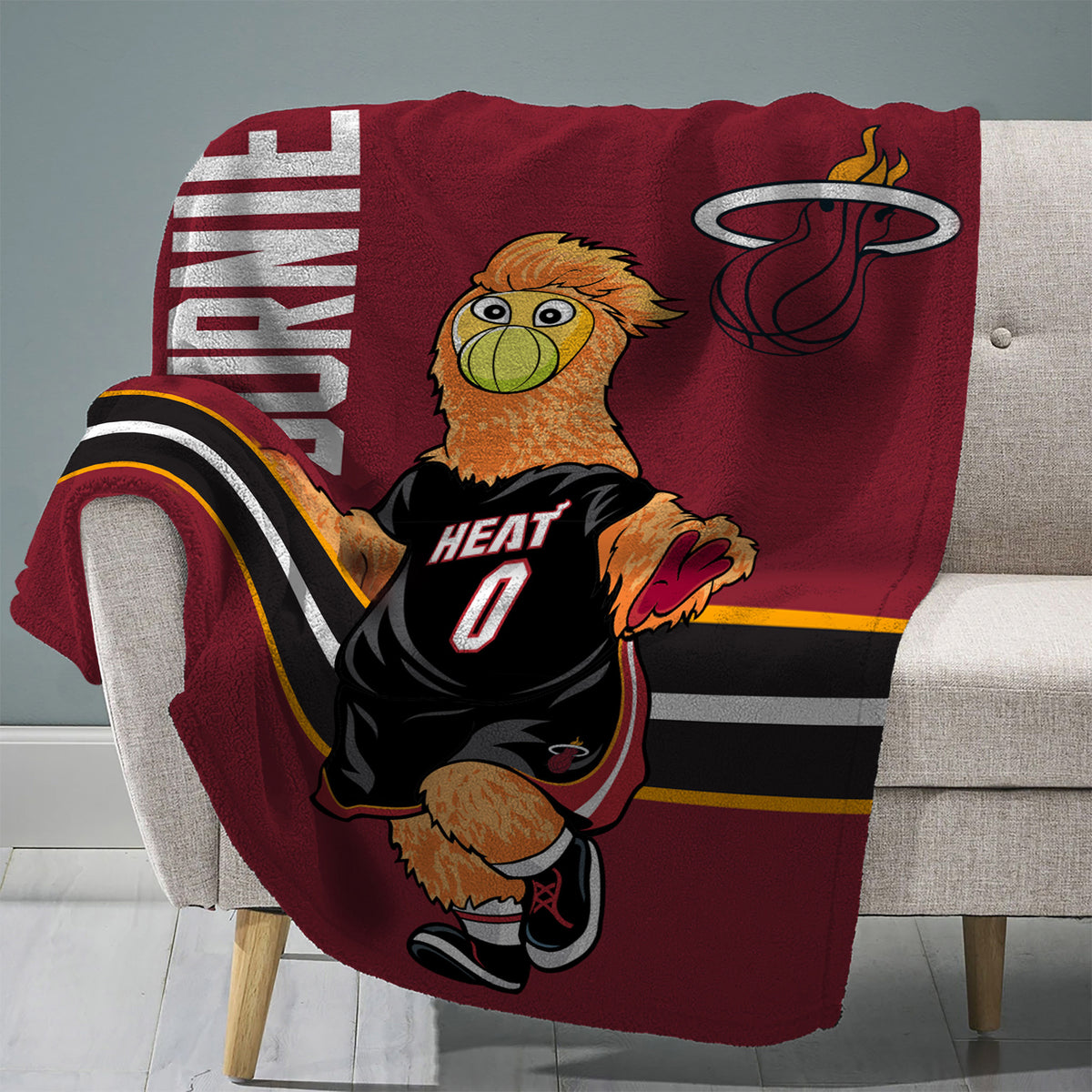 Miami Heat Burnie Mascot 60” x 80” Plush Blanket
