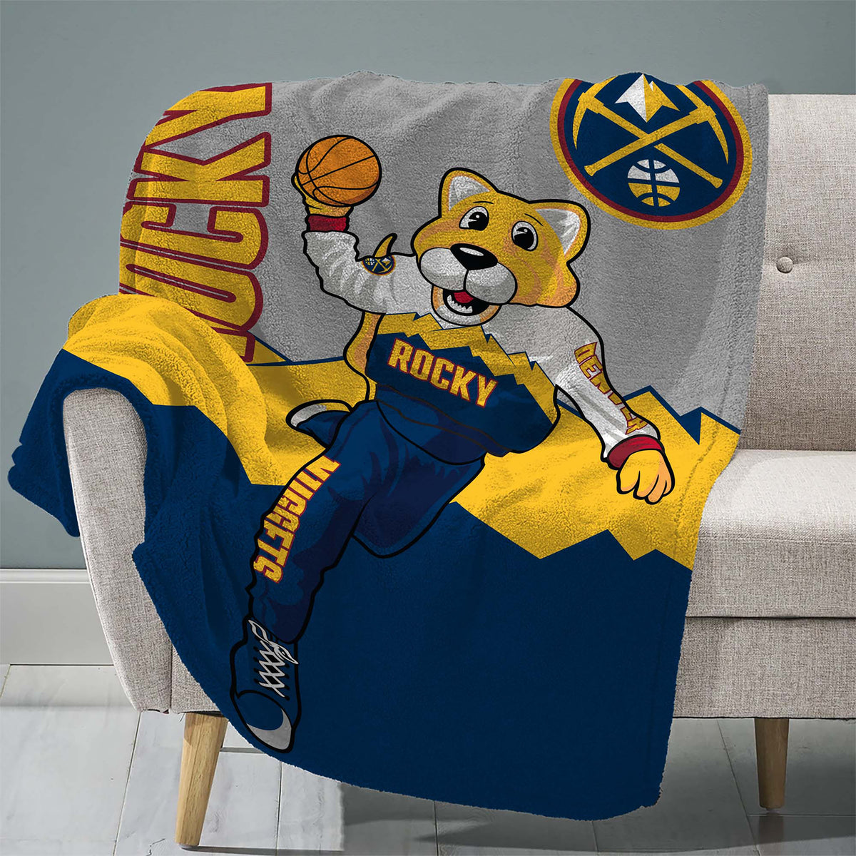 Denver Nuggets Rocky Mascot 60” x 80” Raschel Plush Blanket