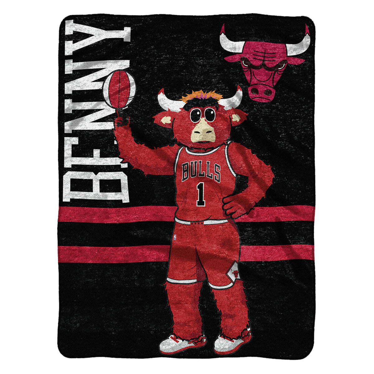 Chicago Bulls Benny the Bull Mascot 60” x 80” Raschel Plush Blanket