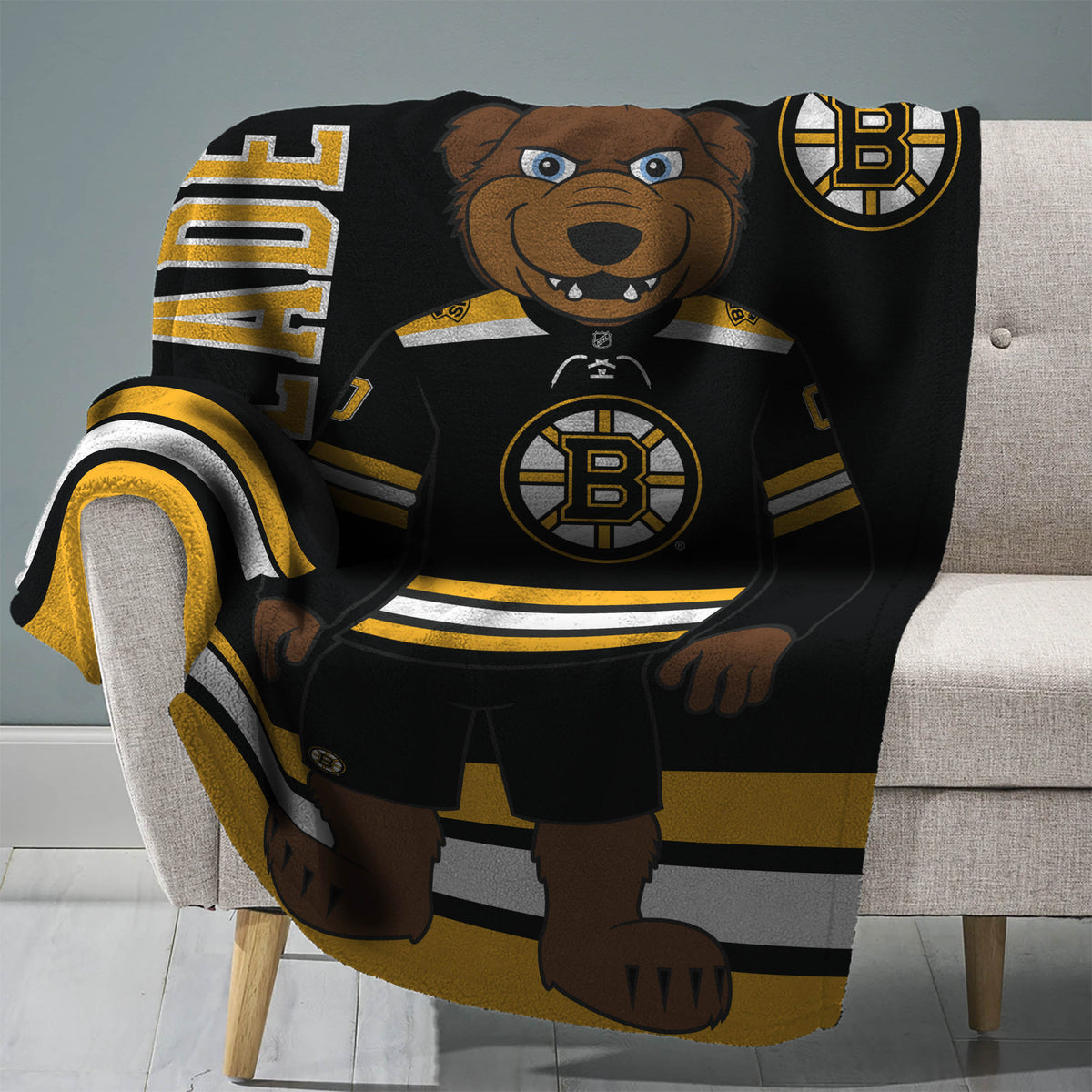 Boston Bruins Blades 60” x 80” Raschel Plush Blanket