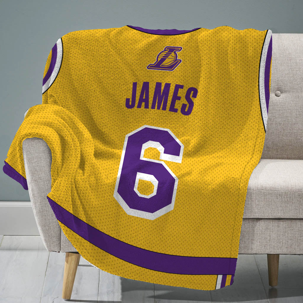 Los Angeles Lakers Personalized Jersey Silk Touch Throw Blanket