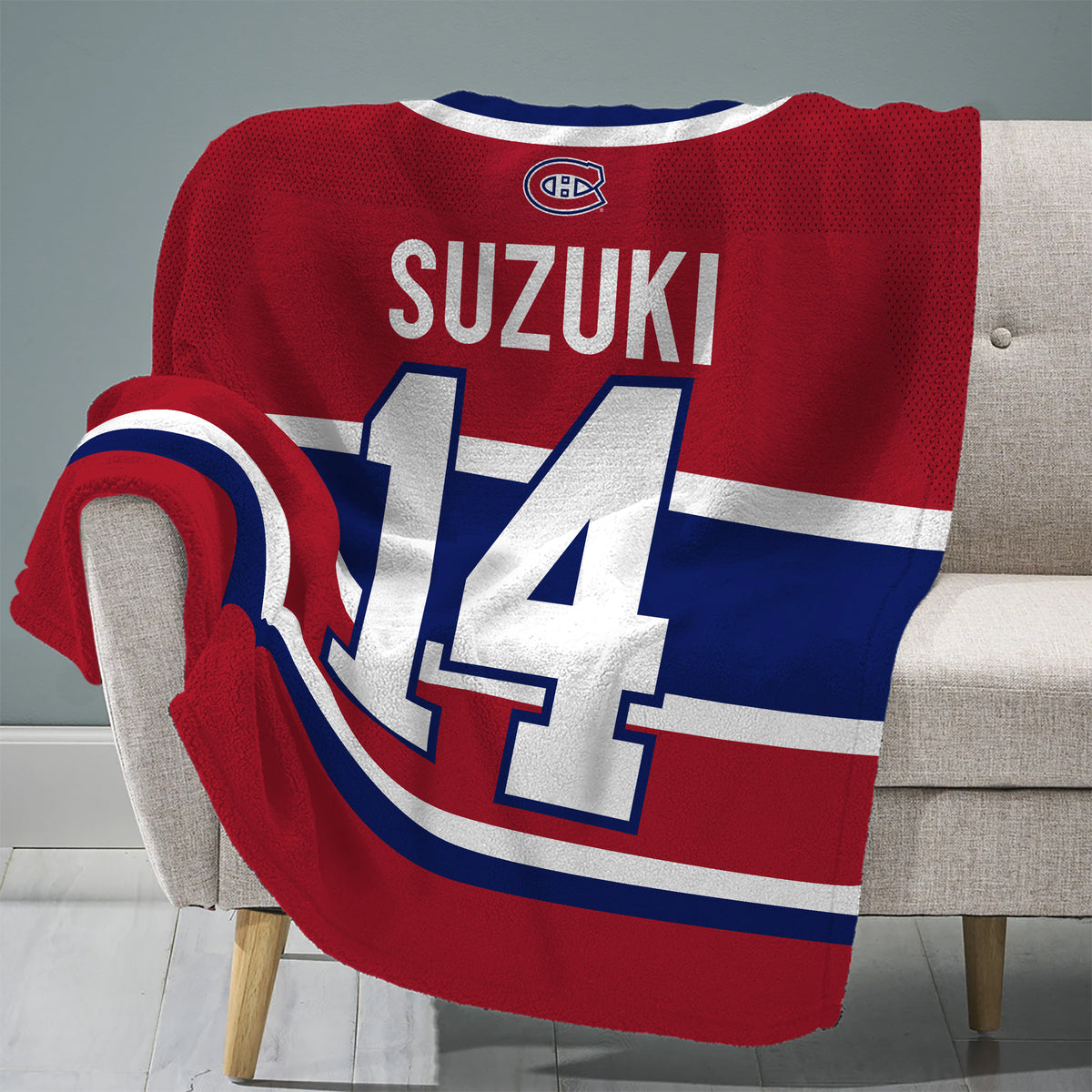 Montreal Canadiens Nick Suzuki 60” x 80”  Raschel Plush Blanket