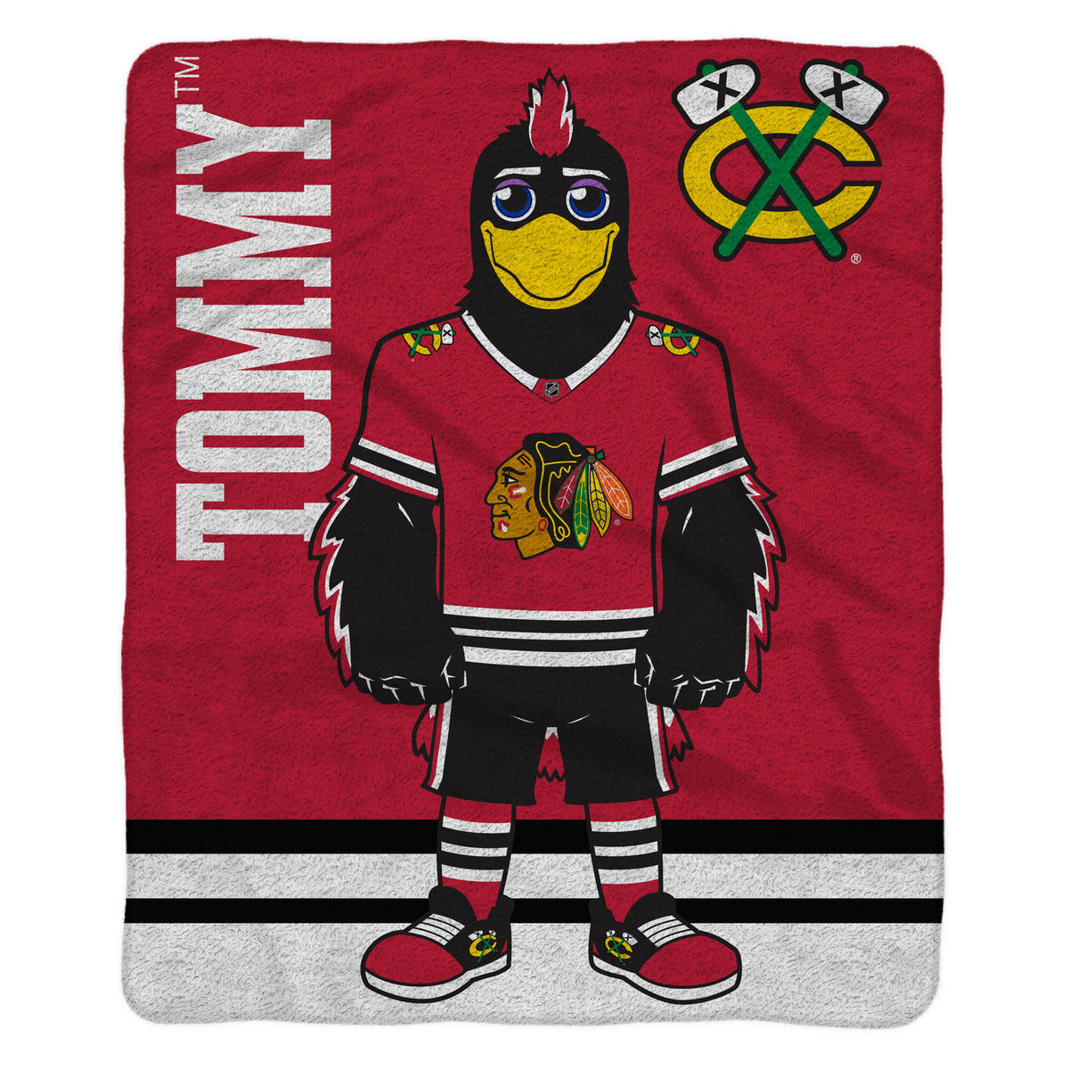 Chicago Blackhawks Tommyhawk 60” x 80” Raschel Plush Blanket