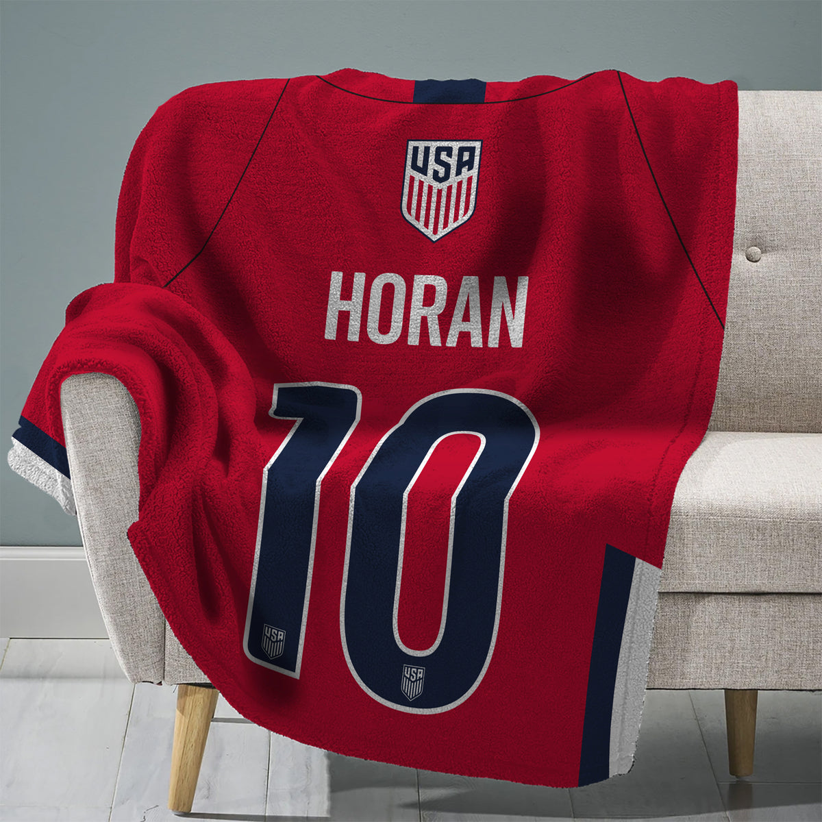 US Women&#39;s Soccer Lindsey Horan 60” x 80” Plush Jersey Blanket